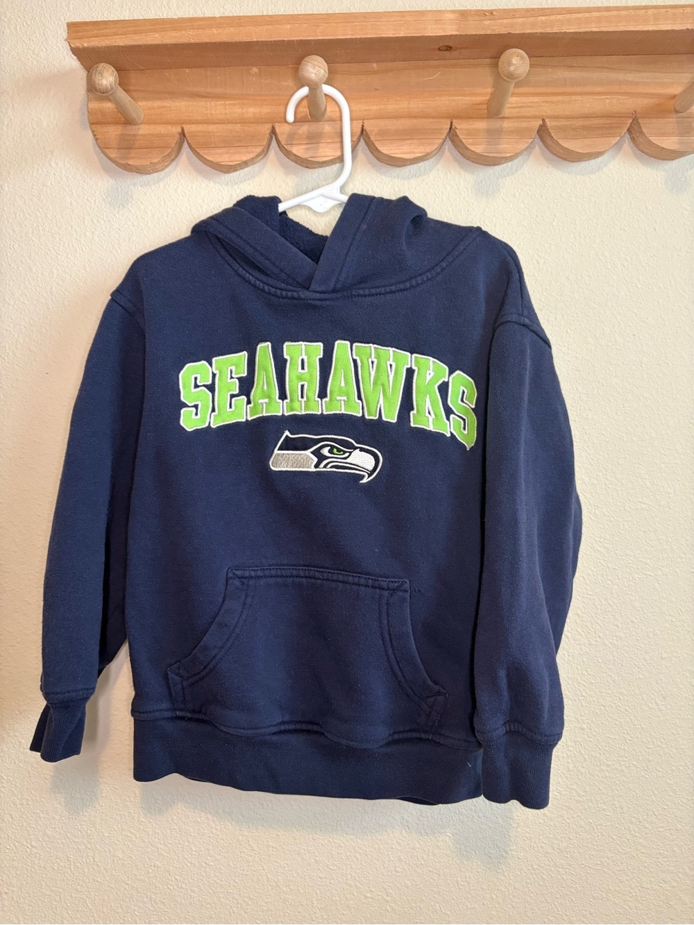 NFL Kids Navy Seahawks Hoodie with Lime Green Lettering